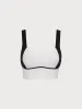 White Contrast Square Neck Sports Bra sold by BERLOOK