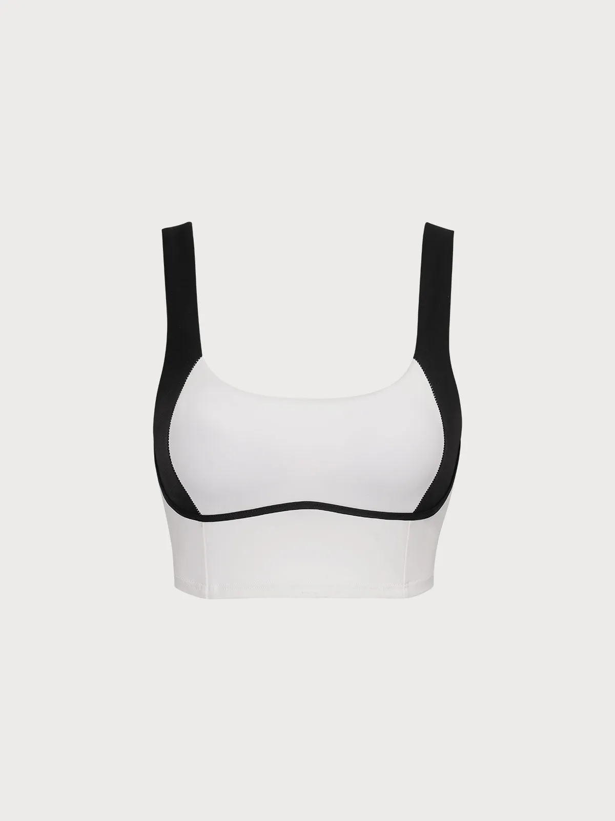 White Contrast Square Neck Sports Bra sold by BERLOOK product image thumbnail 5