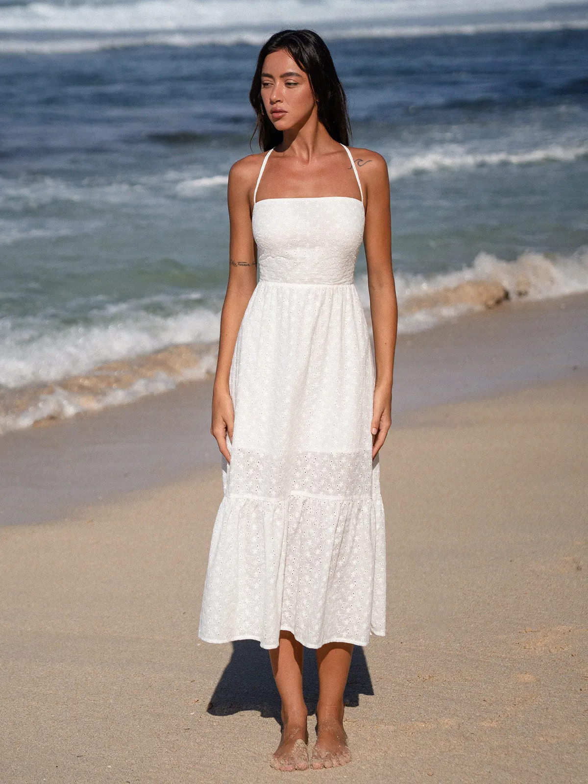 Cotton Backless Halter Beach Dress sold by BERLOOK product image thumbnail 4