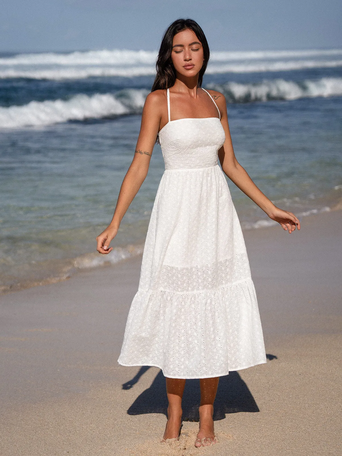 Cotton Backless Halter Beach Dress sold by BERLOOK product image thumbnail 3