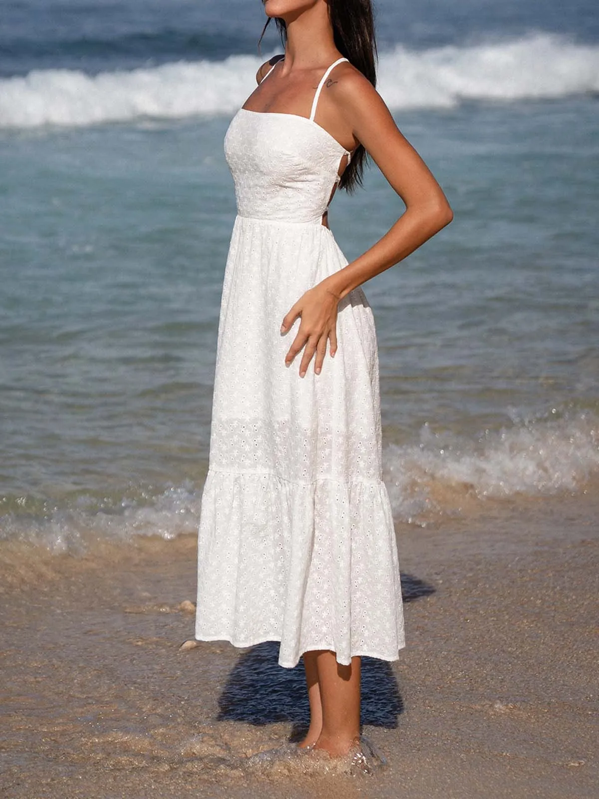 Cotton Backless Halter Beach Dress sold by BERLOOK product image thumbnail 5