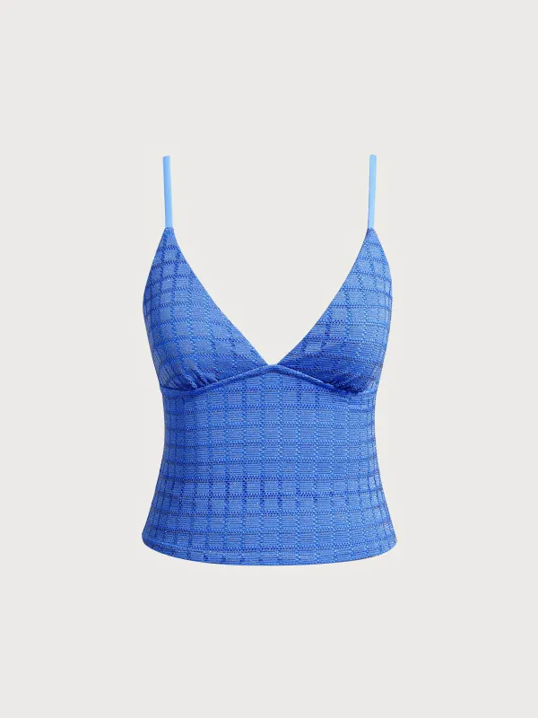 Blue Mesh Tankini Top sold by BERLOOK