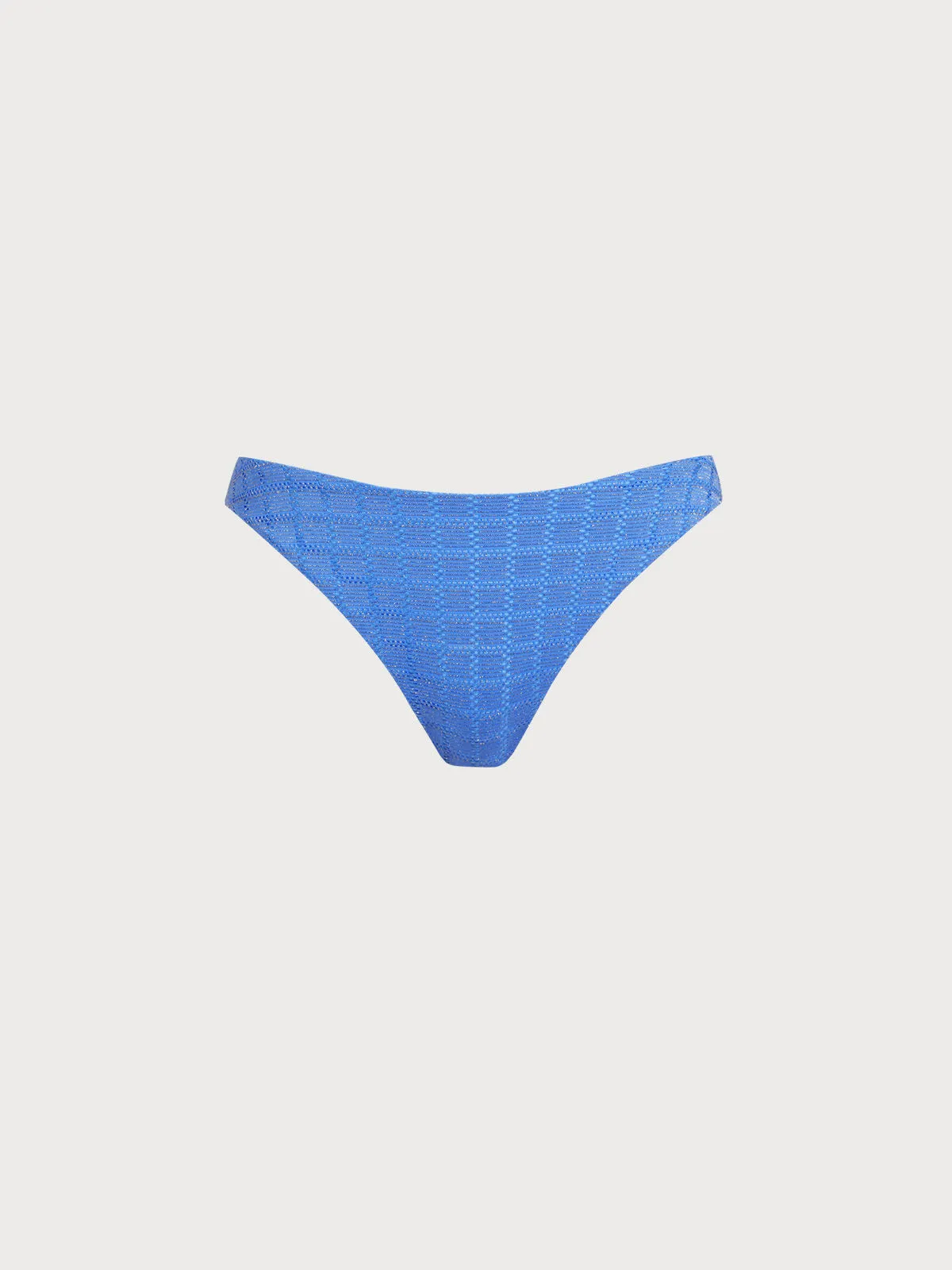 Blue Mesh Plaid Bikini Bottom sold by BERLOOK