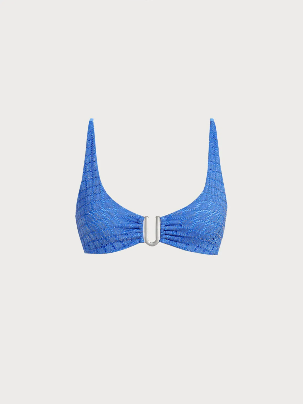 Blue Mesh U Neck Bikini Top sold by BERLOOK