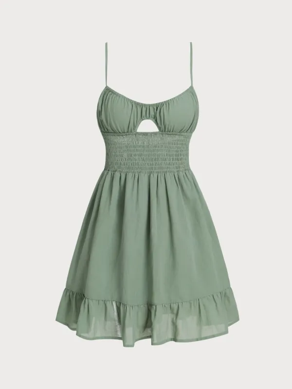 Green Cotton Strap Beach Dress sold by BERLOOK