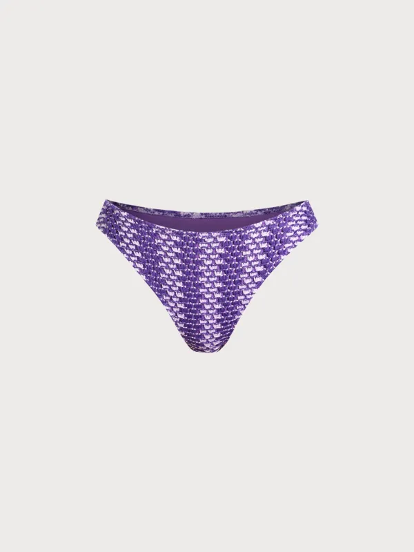 Purple Striped Crochet Bikini Bottom sold by BERLOOK
