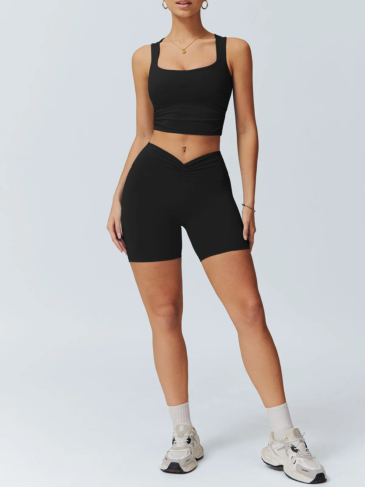 Black V Cut Sports Shorts 6" sold by BERLOOK product image thumbnail 4