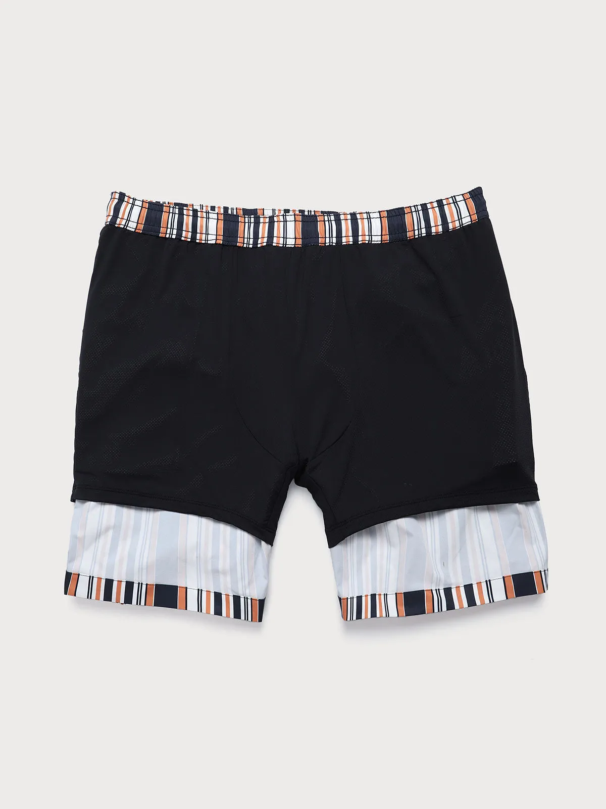 Hapnix® - Orange Contrast Stripe Men's 7" Swim Trunks sold by BERLOOK product image thumbnail 3
