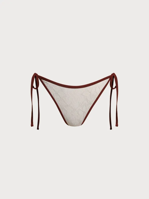 Off White Contrast Tie Bikini Bottom sold by BERLOOK