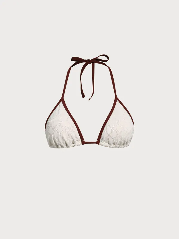 Off White Contrast Tie Bikini Top sold by BERLOOK