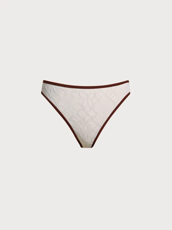 Off White Contrast Jacquard Bikini Bottom sold by BERLOOK