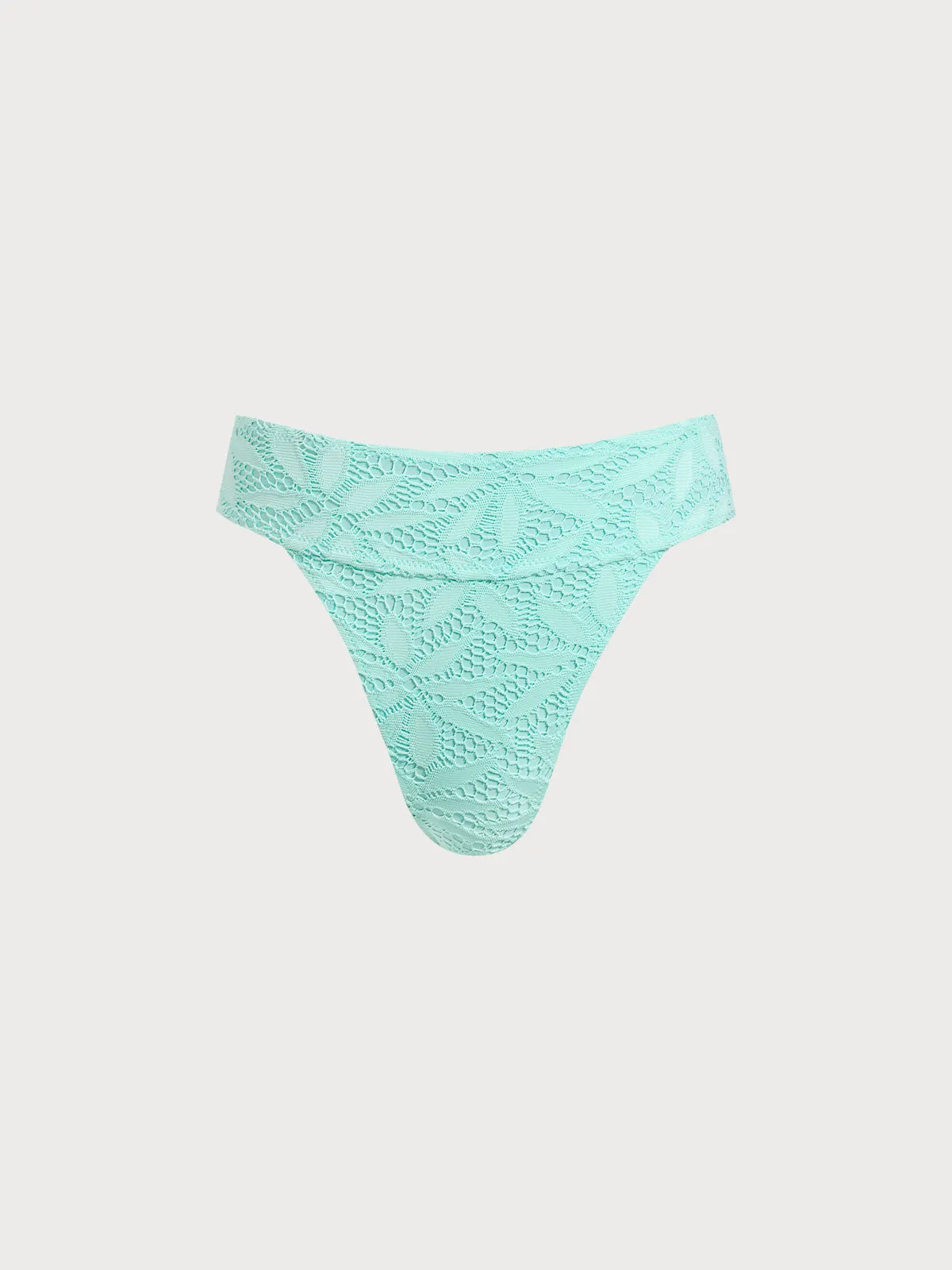 Cyan Textured High Cut Bikini Bottom sold by BERLOOK