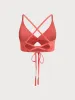 Red Jacquard Twist Plus Size Bikini Top sold by BERLOOK