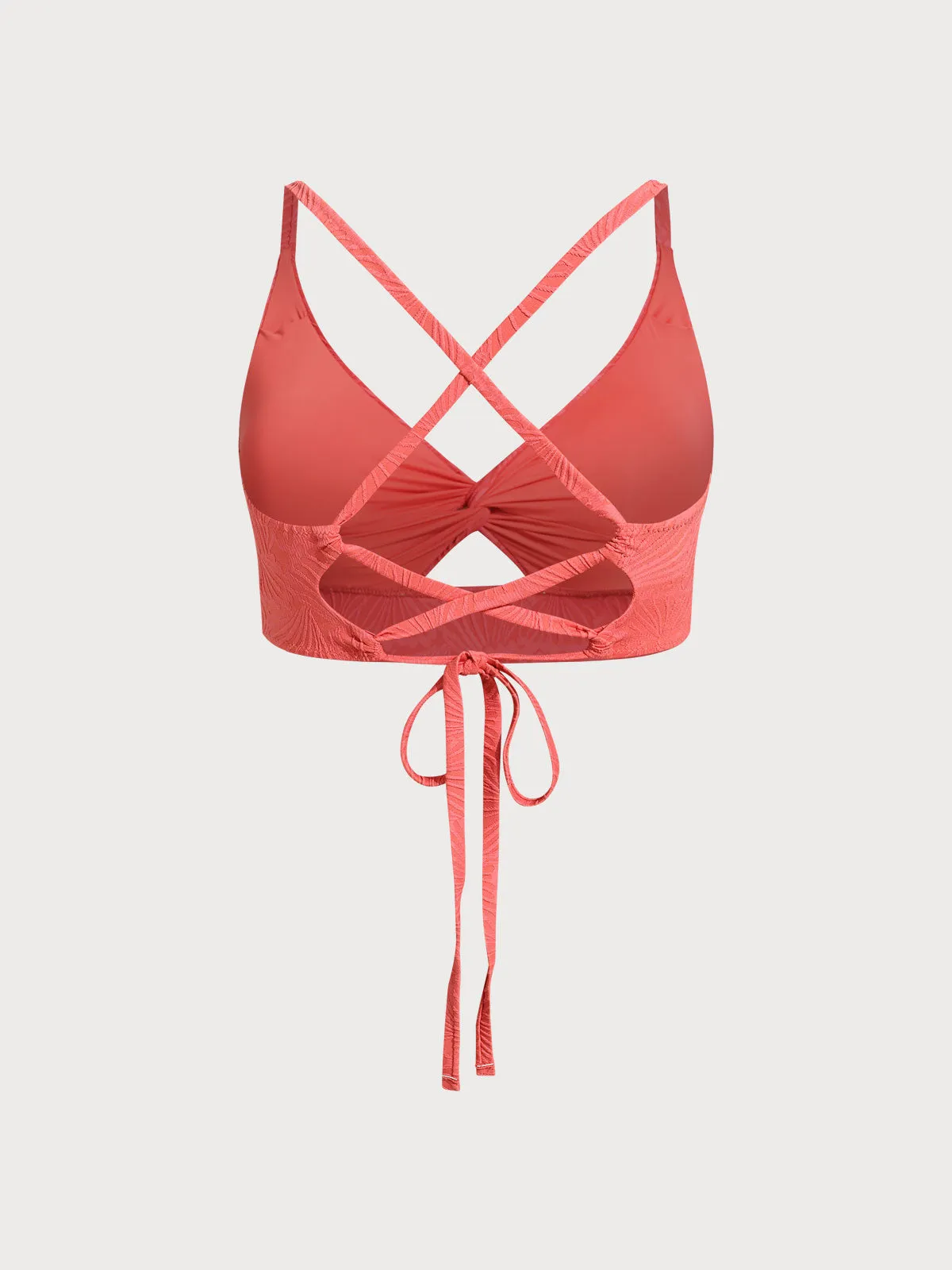 Red Jacquard Twist Plus Size Bikini Top sold by BERLOOK product image thumbnail 2