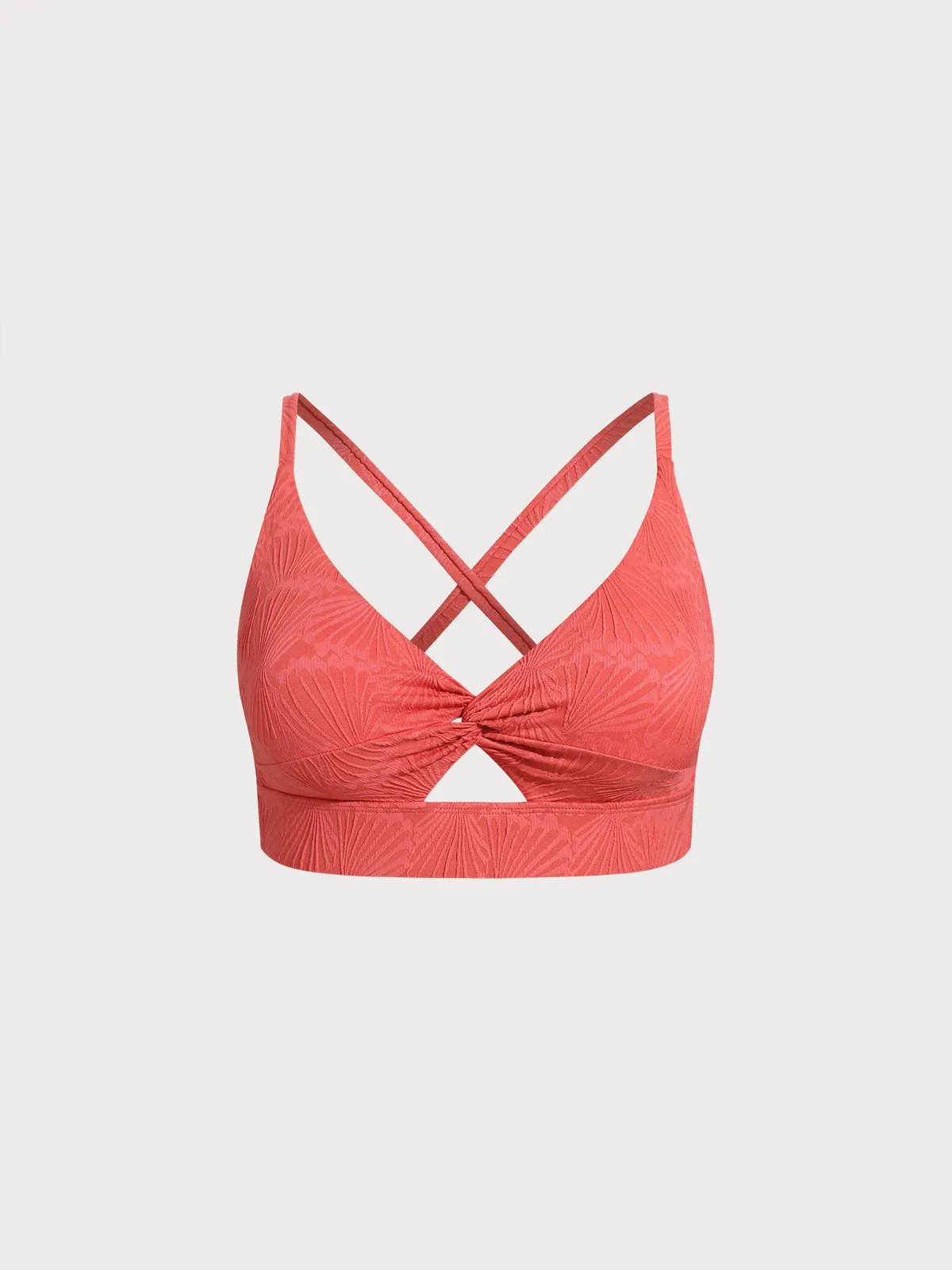 Red Jacquard Twist Plus Size Bikini Top sold by BERLOOK