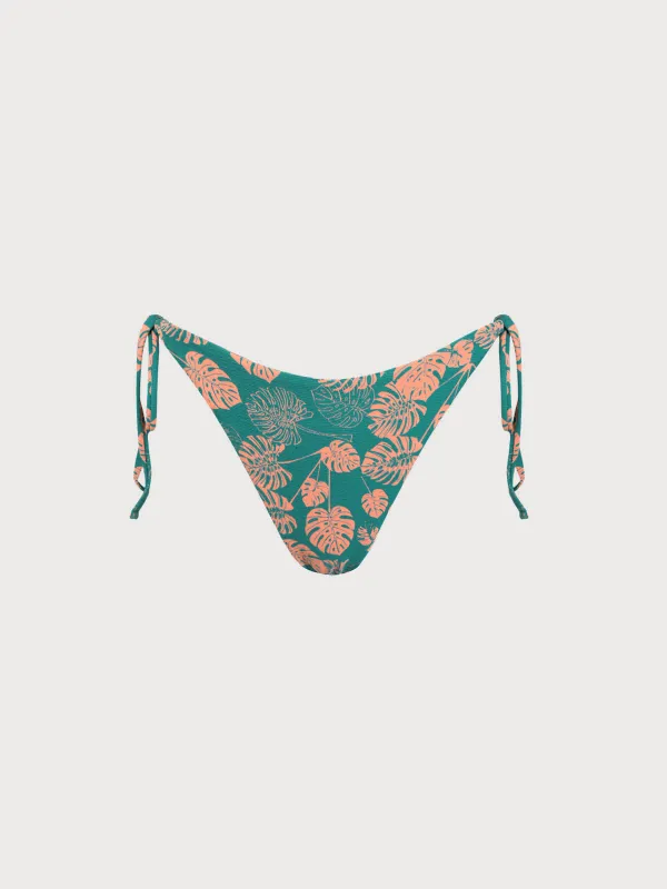 Green Floral Reversible Tie Bikini Bottom sold by BERLOOK