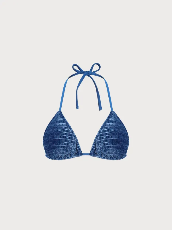 Blue Gradient Textured Bikini Top sold by BERLOOK