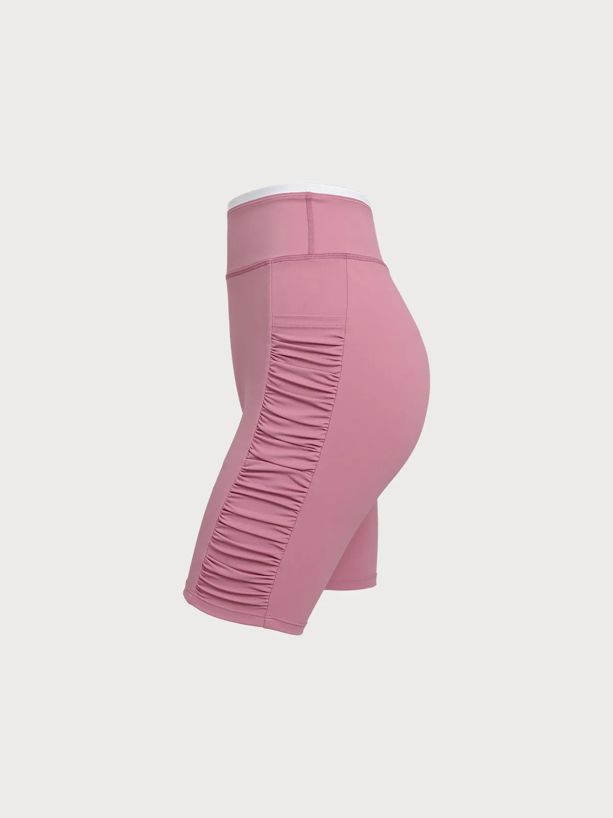 Pink Ruched Fitness Shorts 6" sold by BERLOOK
