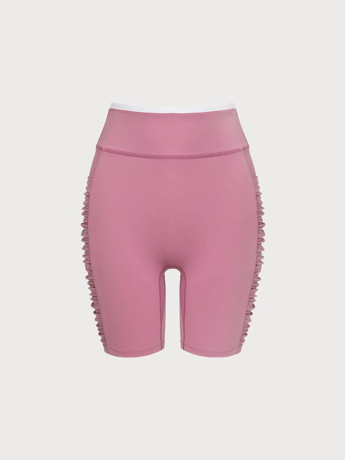 Pink Ruched Fitness Shorts 6" sold by BERLOOK product image thumbnail 2