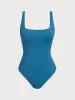 Blue Square Neck Tummy Control One-Piece Swimsuit sold by BERLOOK