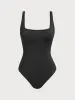 Black Square Neck Tummy Control One-Piece Swimsuit sold by BERLOOK