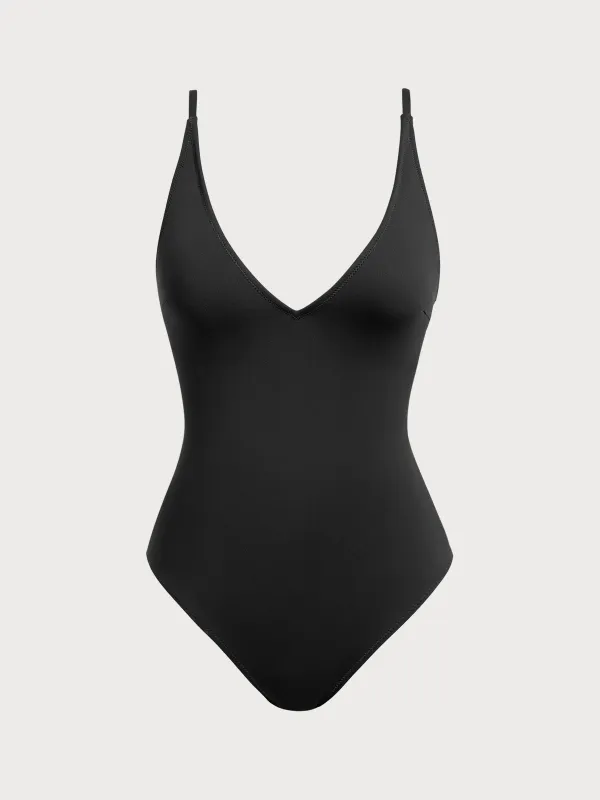 V Neck Tummy Control One-Piece Swimsuit sold by BERLOOK