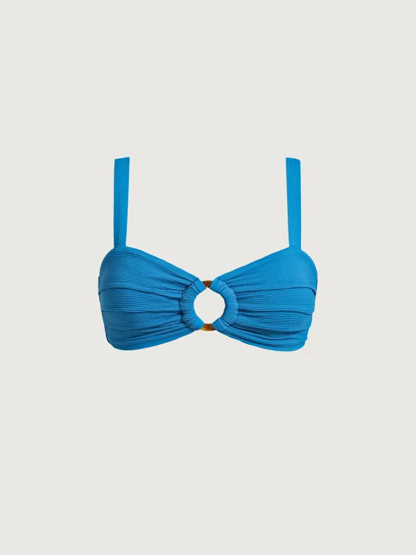 Blue Cutout O-Ring Bikini Top sold by BERLOOK