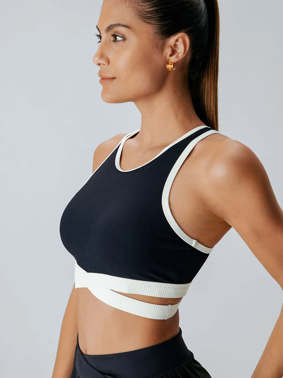 Black Contrast I-back Sports Bra - Medium Support sold by BERLOOK product image thumbnail 3