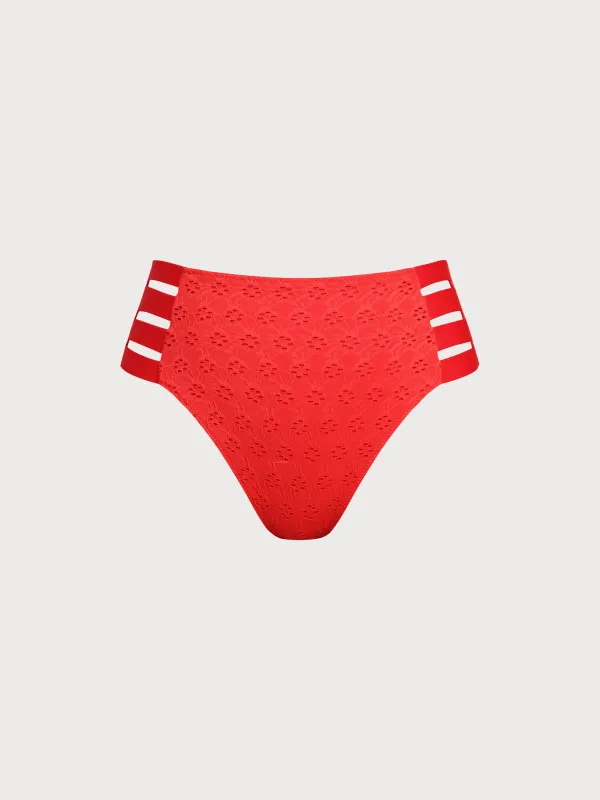 Red Textured Plus Size Bikini Bottom sold by BERLOOK