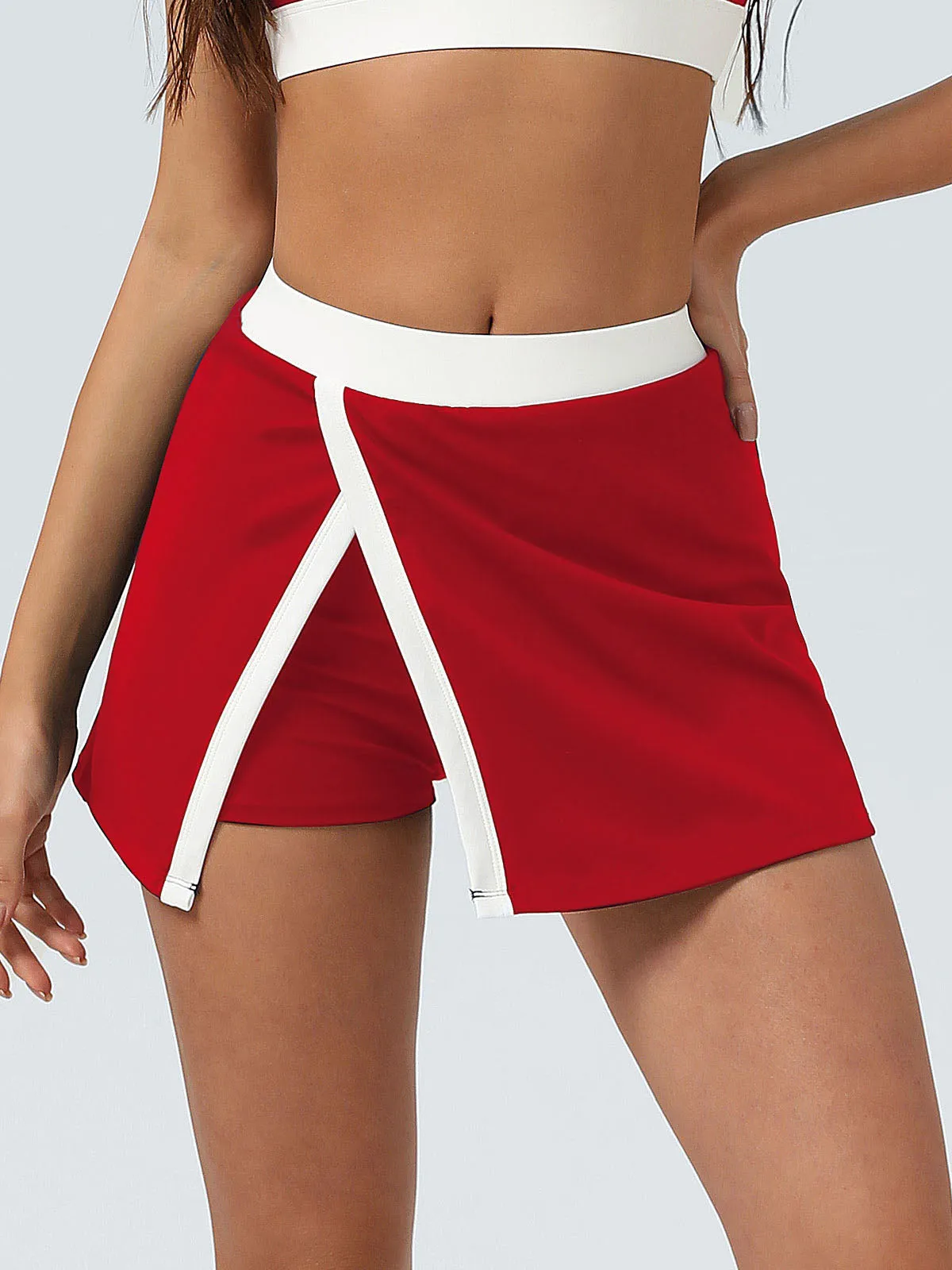 Red Contrast A-Line Sports Skirt sold by BERLOOK product image thumbnail 3