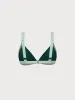 Green Contrast Trim Triangle Bikini Top sold by BERLOOK