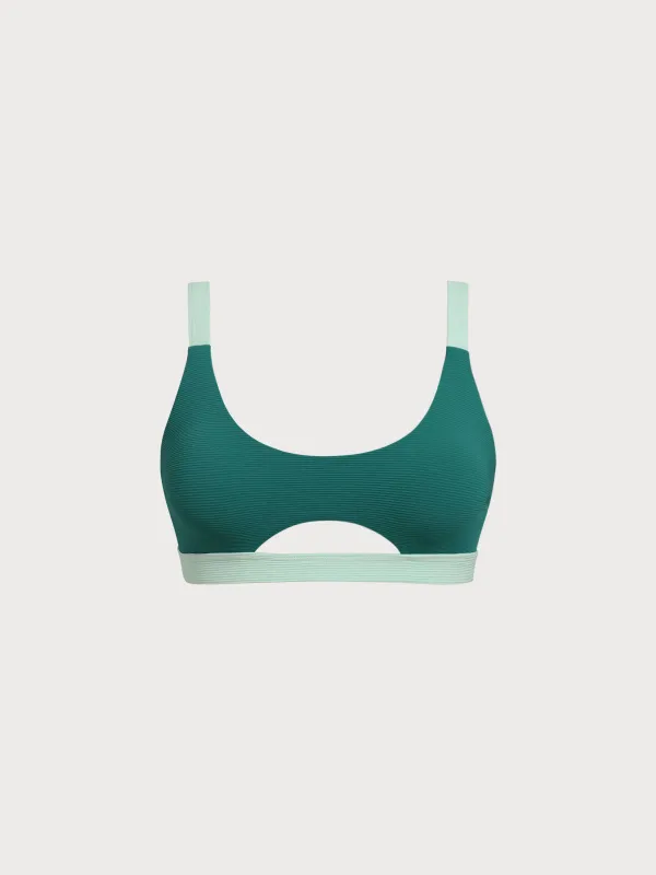 Green Contrast Trim Bikini Top sold by BERLOOK