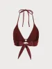 Wine Red Back Tie Bikini Top sold by BERLOOK