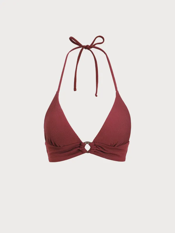 Wine Red Back Tie Bikini Top sold by BERLOOK