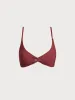 Wine Red Twist Backless Bikini Top sold by BERLOOK