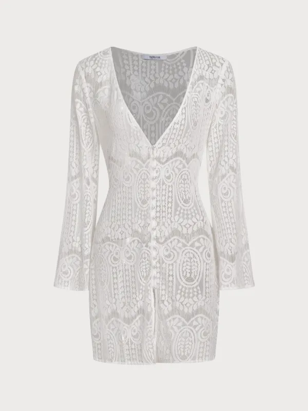 White Lace Cotton Cover-up sold by BERLOOK