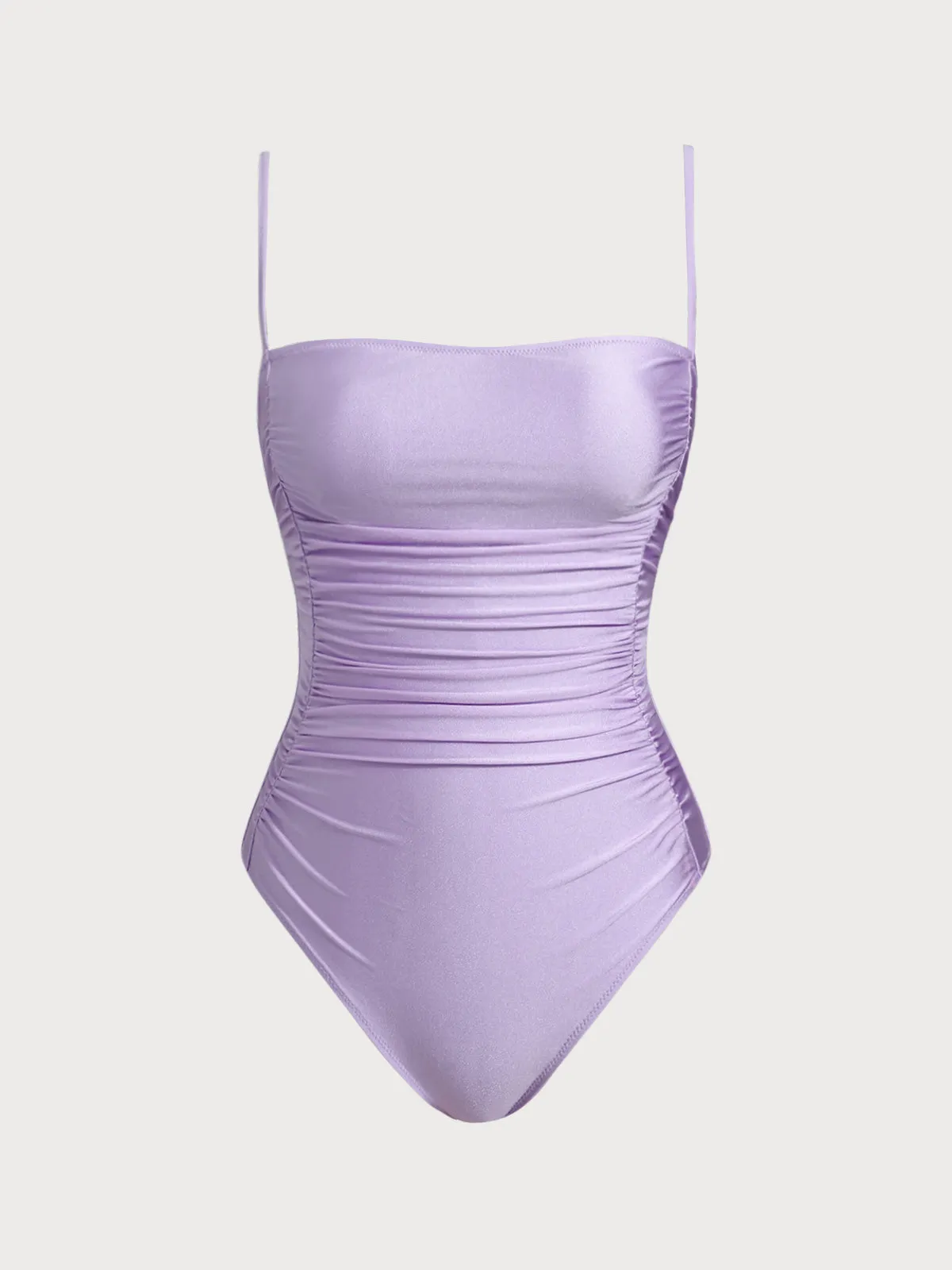 Purple Ruched X Cross One-Piece Swimsuit sold by BERLOOK