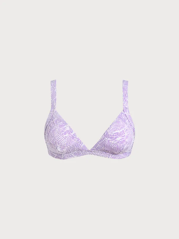 Purple Textured V Neck Bikini Top sold by BERLOOK