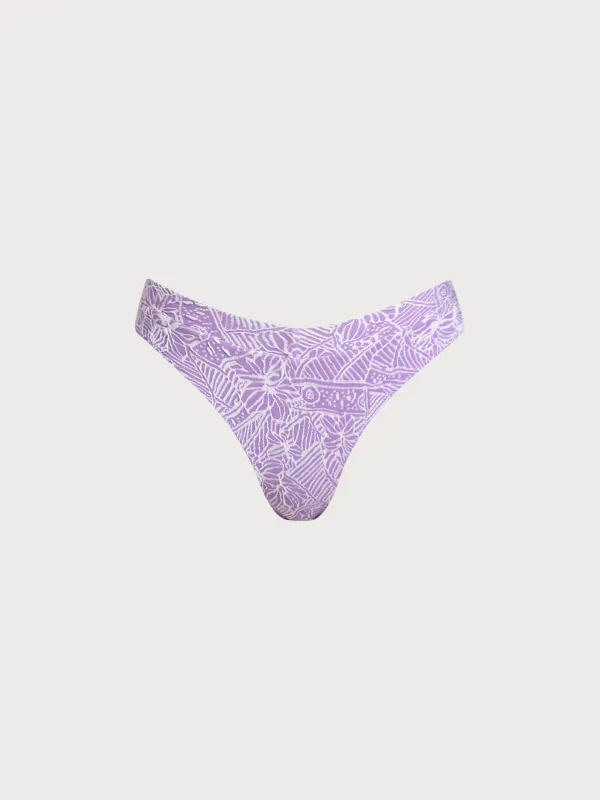 Purple Print Textured Bikini Bottom sold by BERLOOK