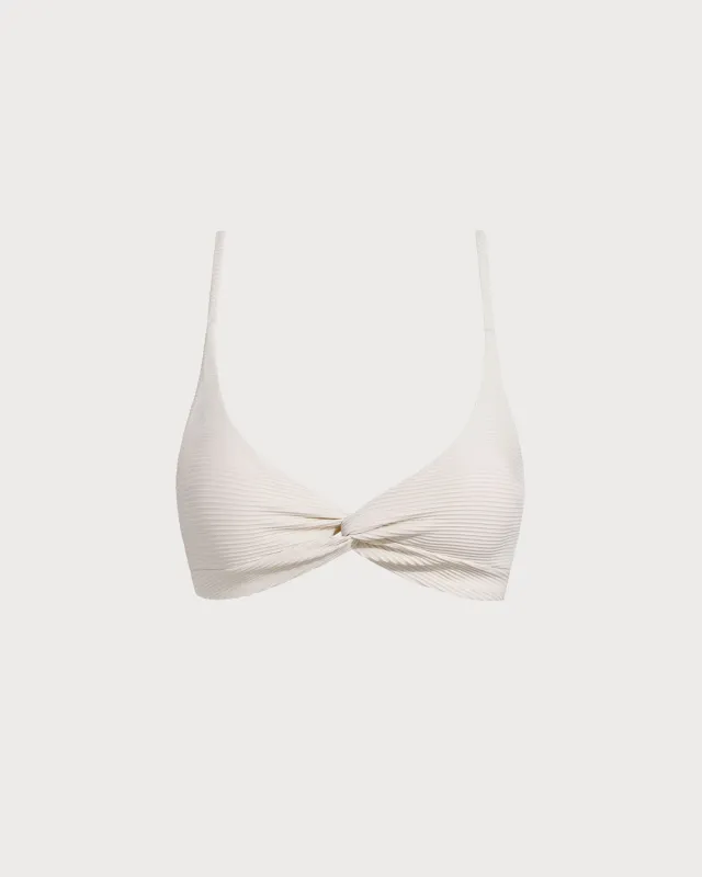 Off White Twist Backless Bikini Top sold by BERLOOK