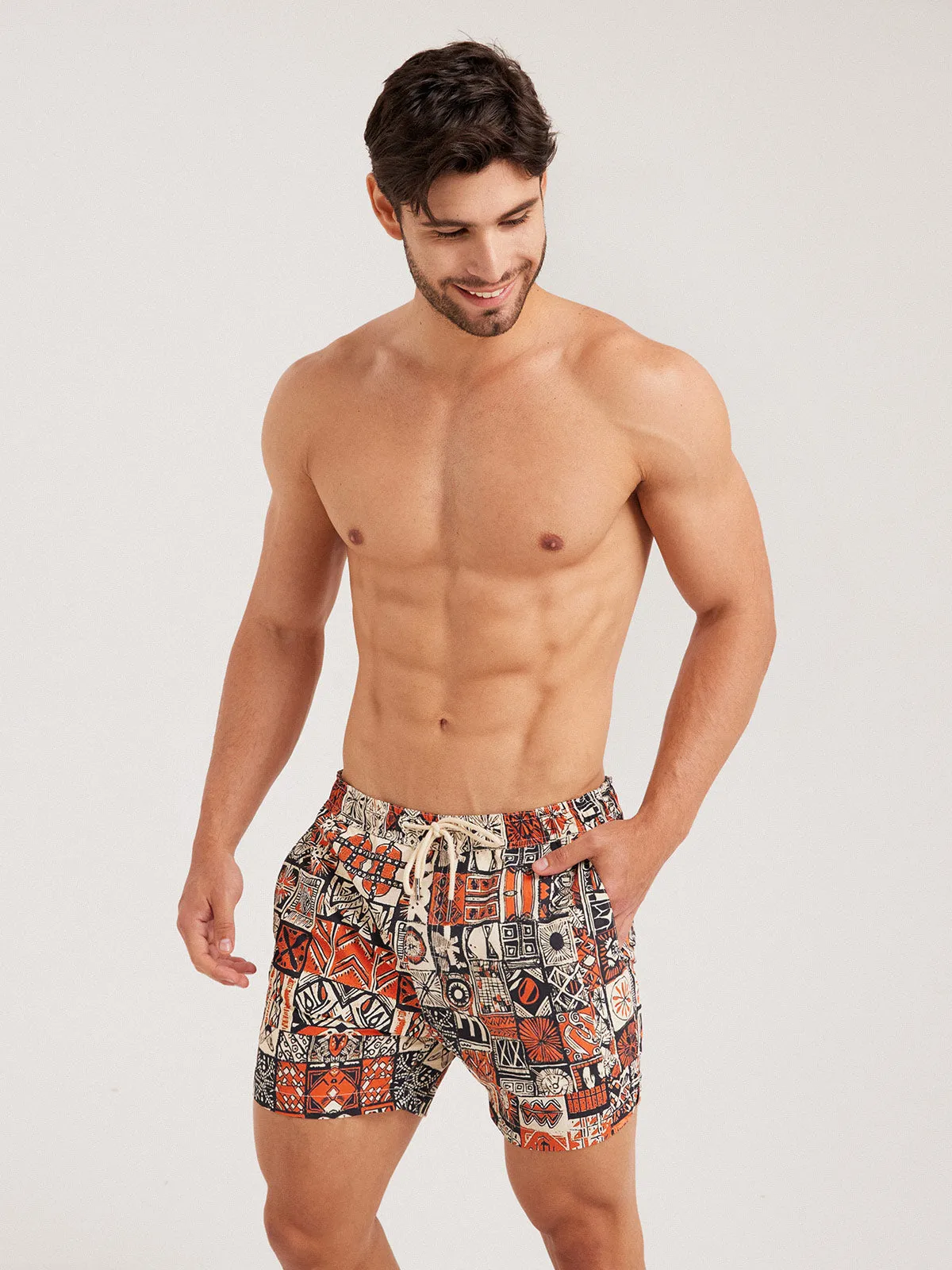 Hapnix®- AfricaⅡ- The Orange Men's 5" Swim Trunks sold by BERLOOK product image thumbnail 4