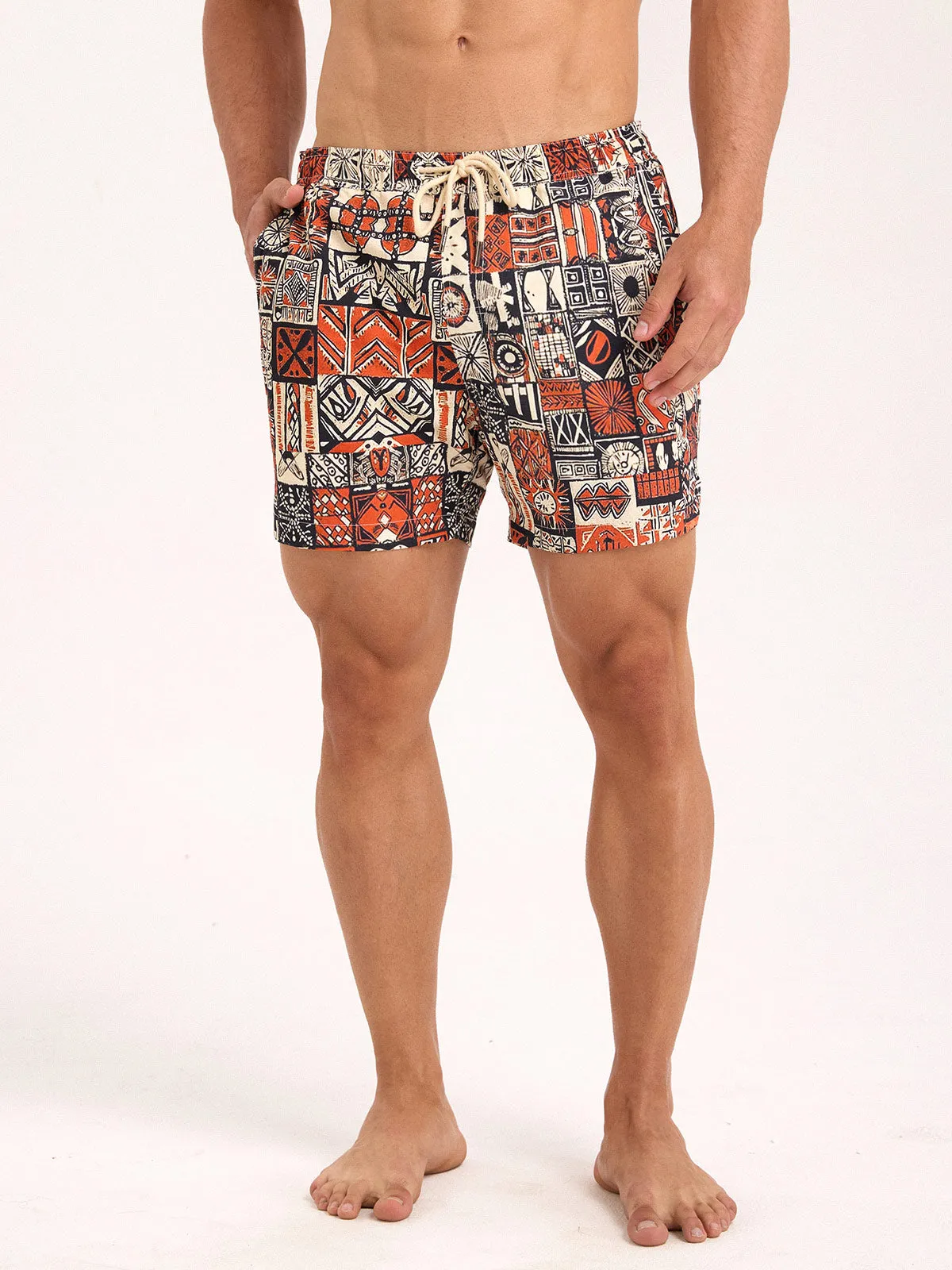 Hapnix®- AfricaⅡ- The Orange Men's 5" Swim Trunks sold by BERLOOK