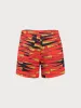Hapnix® - Red Stripe Print Men's 5" Swim Trunks sold by BERLOOK