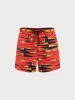 Hapnix® - Red Stripe Print Men's 5" Swim Trunks sold by BERLOOK
