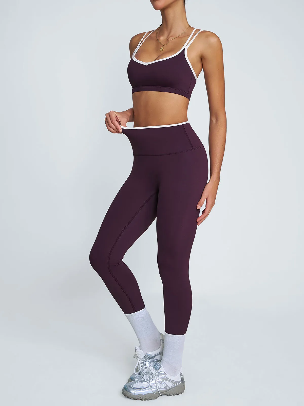 Purple Natural Waisted Leggings 25" sold by BERLOOK product image thumbnail 4