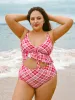 Red Natural Waisted Plus Size Tankini Bottom sold by BERLOOK