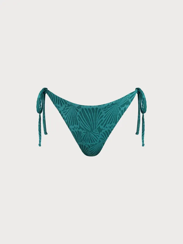Dark Green Jacquard Tie Bikini Bottom sold by BERLOOK
