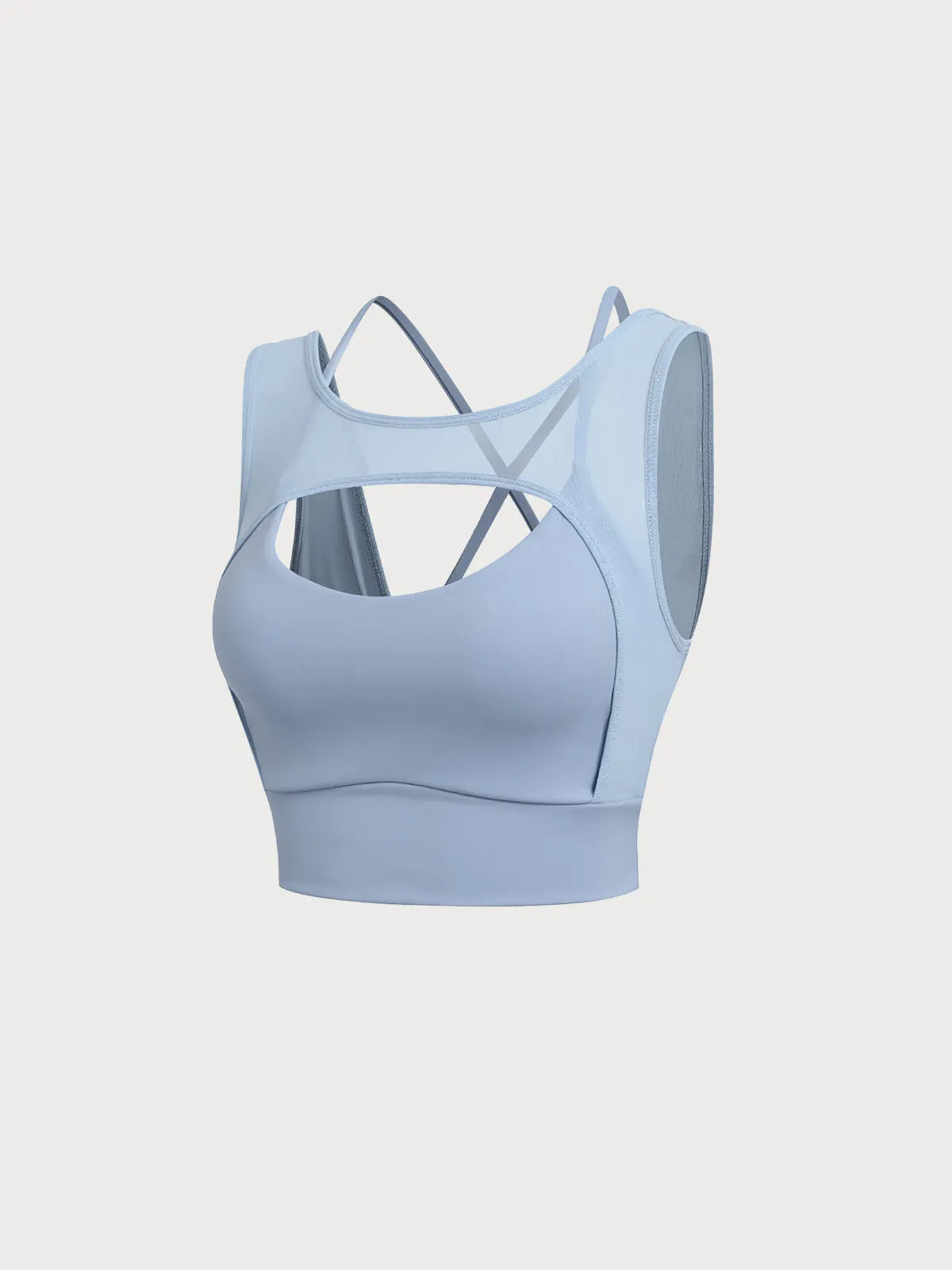 Blue Cutout X Cross Sports Tank Top sold by BERLOOK