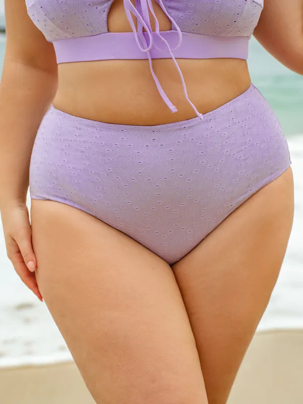 Purple Floral Textured Plus Size Bikini Bottom sold by BERLOOK