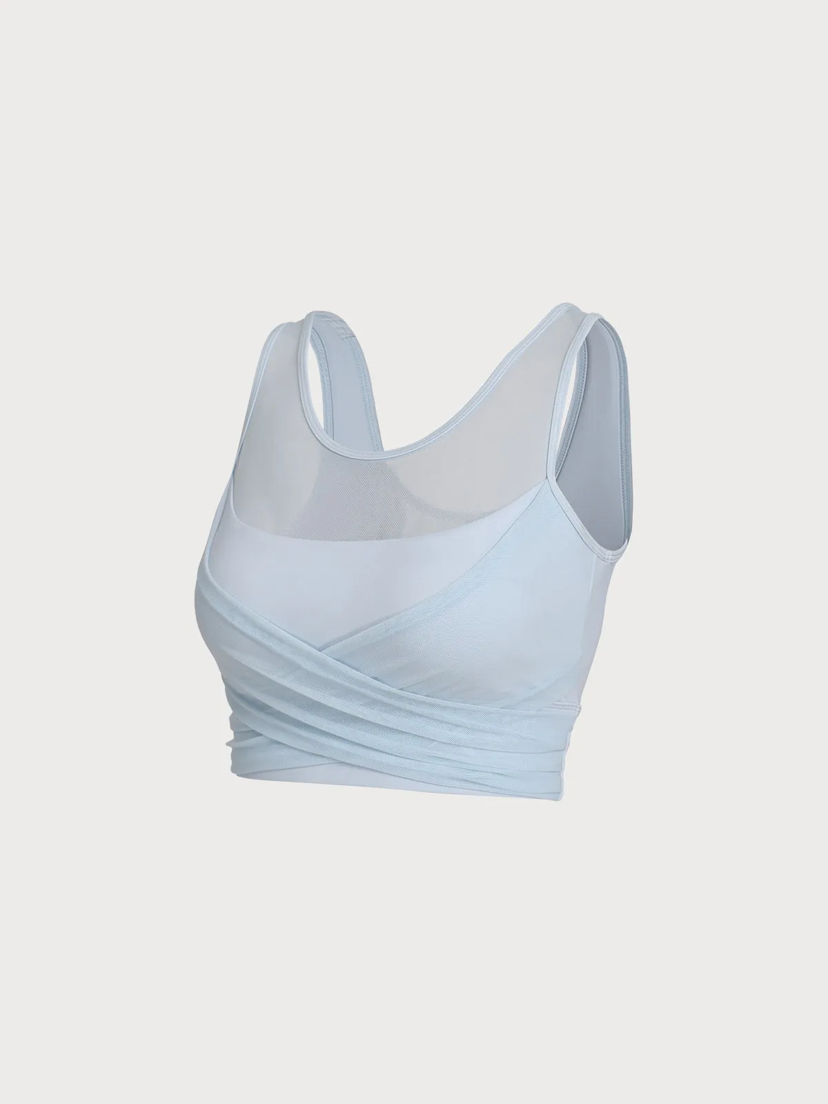 Light Blue Mesh Cross-Front Tank Top - Light Support sold by BERLOOK product image thumbnail 2
